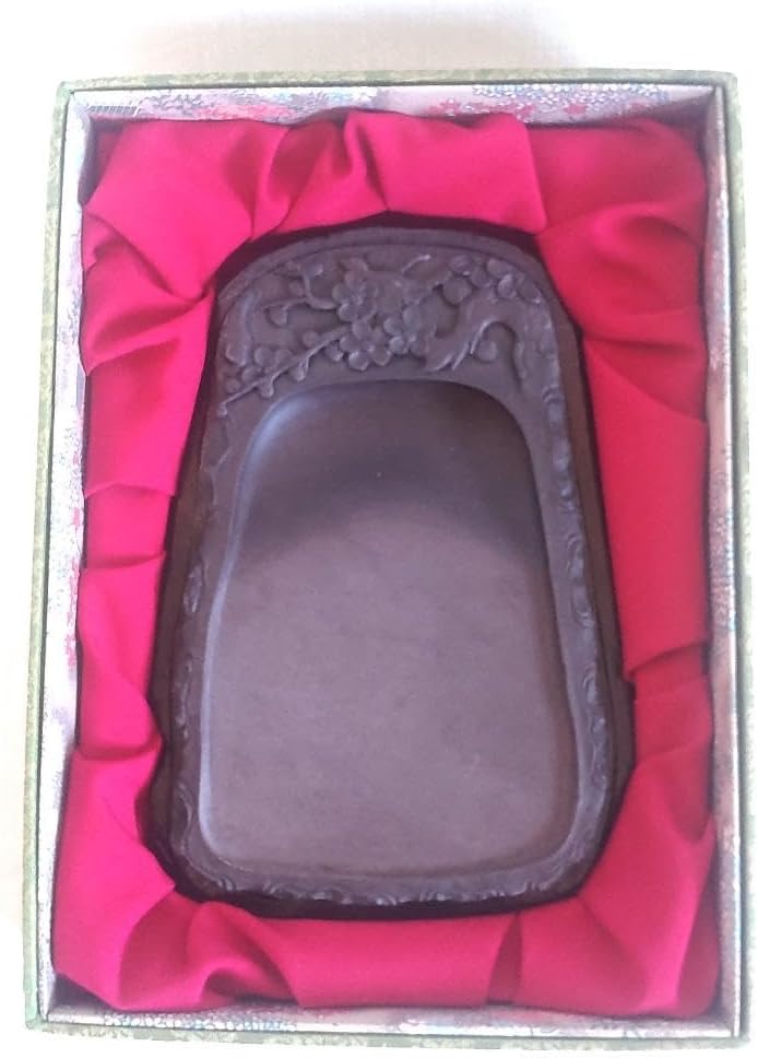 【未使用】中国高級 端渓名硯 書道具 梅 ウグイス？ 箱付き 中国高級 端渓名硯 書道具 梅 ウグイス? 箱付き.075sz 硯 端渓硯 梅」